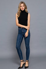Sleeveless Turtle Neck Sweater Top: IVY-ivory / S