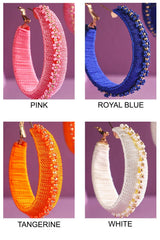 Thread Wrapped Hoop Earring : WHITE(GDWHT)