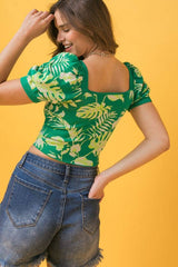 A jacquard sweater knit top -JSW2754: GREEN/IVORY / LARGE