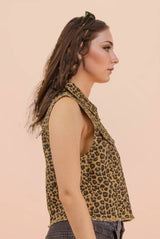 Leopard Denim Vest