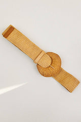Raffia Crescent Moon Elastic Belt 🌙: Natural