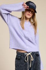 Essential Button Down Cardigan Top: Ocean / M