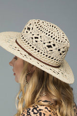 Open-Weave Panama Hat: LIGHT BROWN / 2 / ONE SIZE (OS)