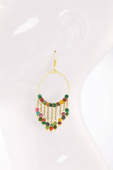 Handmade Hoop Earrings with Beaded Tassel Accents: MULTI(MUL)
