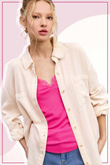 SRT7448-Crinkled Gauze Button Down Shirt 4th of july: White / L