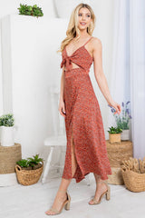 Satin Floral Print Dress