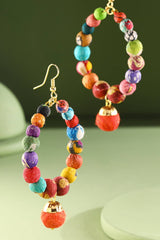 Handmade Beaded Hoop Earrings with Drop Accent: MULTI(MUL)