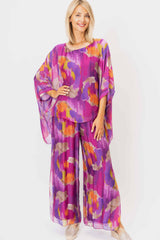 Women Printed Silk Kaftan: Burgundy