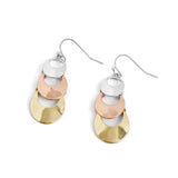 Tri-Metal Circle Dangle Earrings