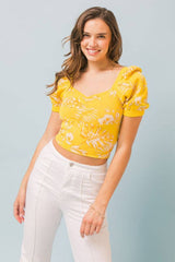 A jacquard sweater knit top -JSW2754: YELLOW/IVORY / MEDIUM