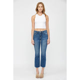 MID RISE BOOT CUT CROP: MEDIUM BLUE / 32
