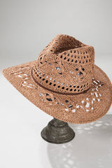 Open-Weave Panama Hat: LIGHT BROWN / 2 / ONE SIZE (OS)