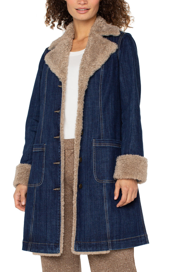 Sherpa Trimmed Notch Collar