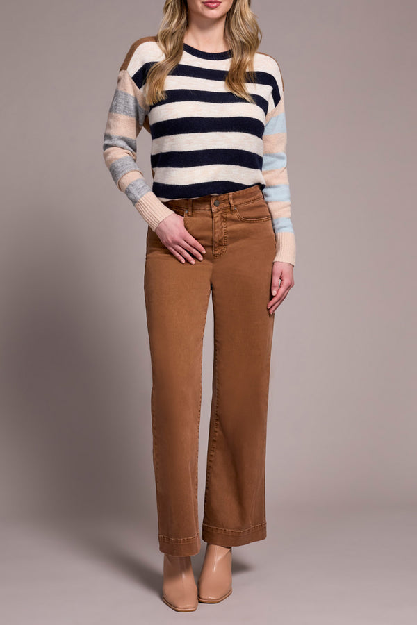 COMFORT STRETCH FLY FRONT WIDE LEG PANTS