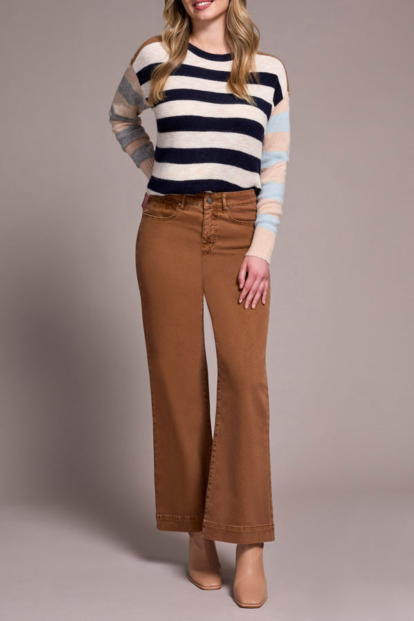 COMFORT STRETCH FLY FRONT WIDE LEG PANTS