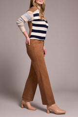 COMFORT STRETCH FLY FRONT WIDE LEG PANTS