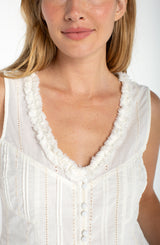 Sleeveless Pintucked Woven Top