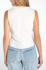 Sleeveless Pintucked Woven Top