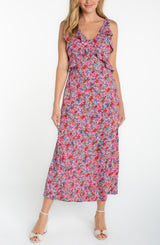 Sleeveless Ruffle Front Woven Maxi Dress