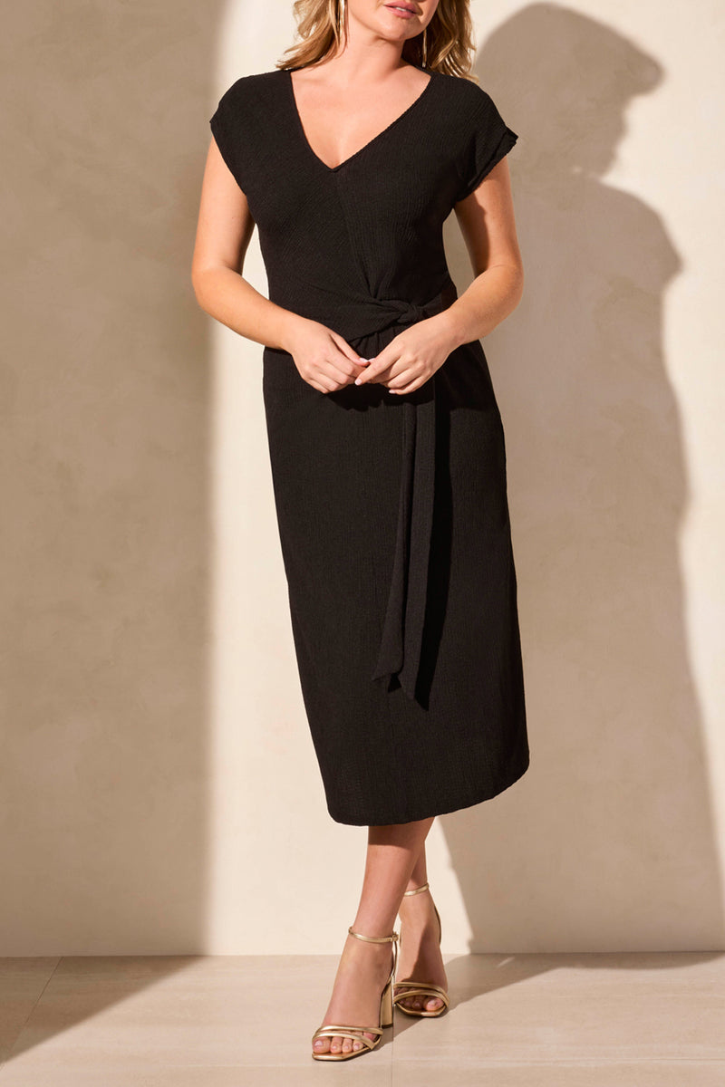 Short Sleeve Dress with Tie Front – Hubba Hubba Sausalito Short Sleeve Dress with Tie Front – Hubba Hubba Sausalito