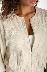 Embroidered Cotton Jacket with Smocking