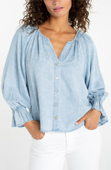 Button Front Shirred Top