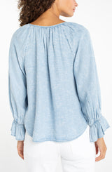 Button Front Shirred Top