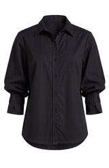 Adjustable Sleeve Button Front Woven Top