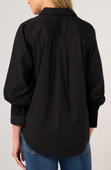 Adjustable Sleeve Button Front Woven Top