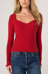 Long Sleeve Sweetheart Neck Sweater