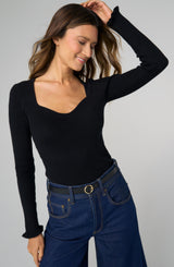 Long Sleeve Sweetheart Neck Sweater