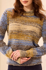 SPACE-DYE TEXTURED MOCK NECK SWEATER