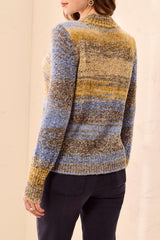 SPACE-DYE TEXTURED MOCK NECK SWEATER