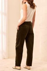 CORDUROY BARREL LEG ANKLE PANTS