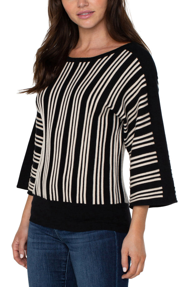 Dolman Sweater with Vertical Stripe
