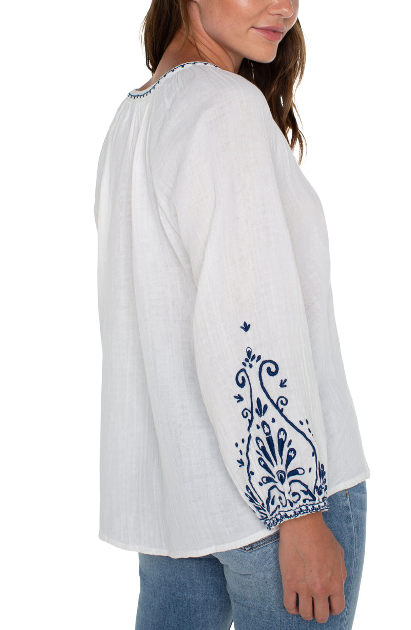 Embroidered Double Gauze Top