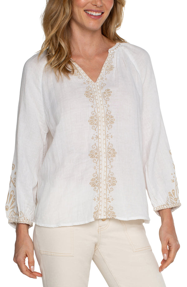 Embroidered Double Gauze Top