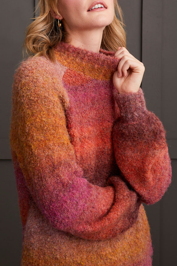 OMBRE BOUCLÉ MOCK NECK SWEATER