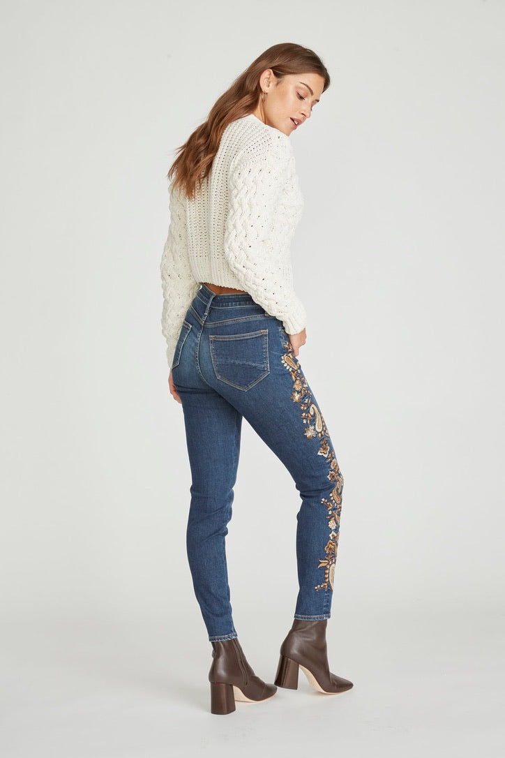 Jackie High Rise Skinny in Neutral Paisley