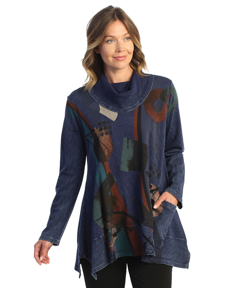 Abstract Print Mineral Washed Cotton Tunic