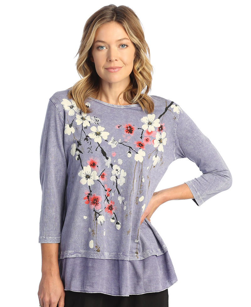 Cantata Mineral Washed Cotton Georgette Contrast Tunic Top